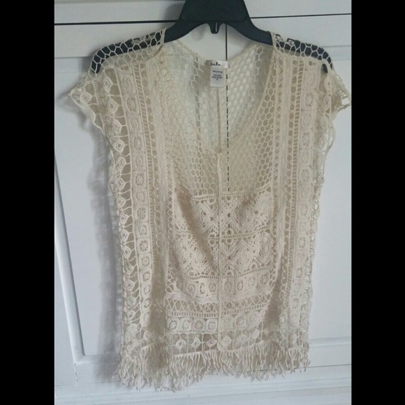Tops - Crochet Fringe beach cover up
