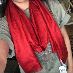 Red Michael Kors MK Monogrammed Scarf