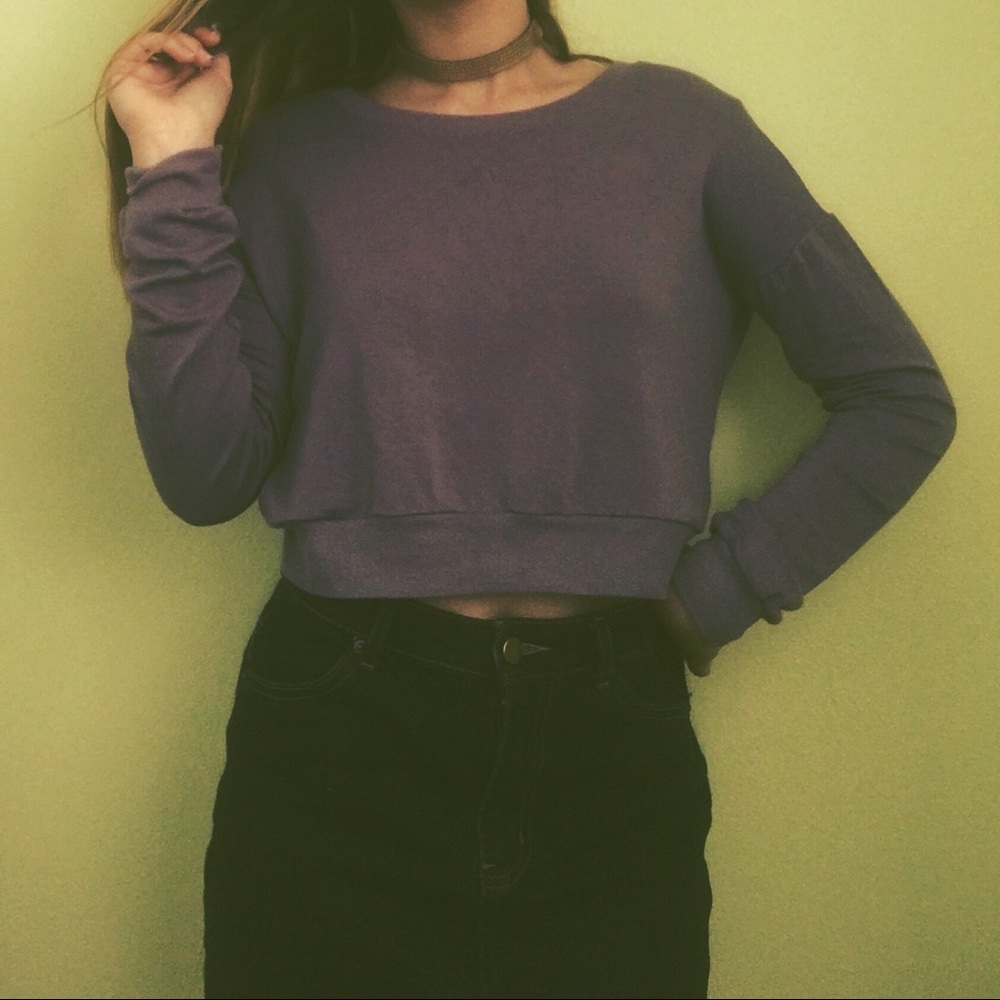 cotton lavender long sleeve crop top