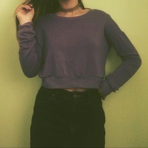 cotton lavender long sleeve crop top