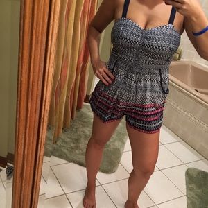 Navy Blue & Pink Romper