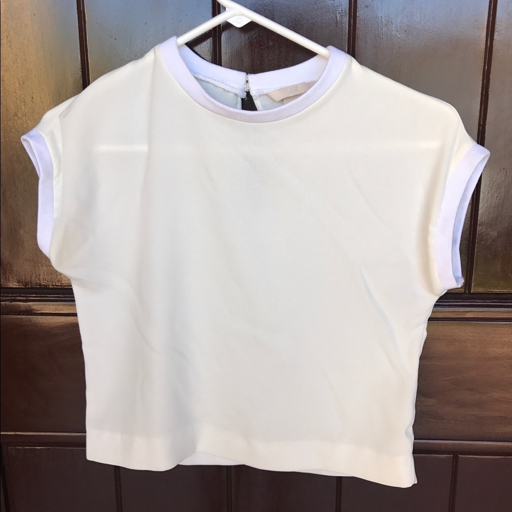 High collar white crop top
