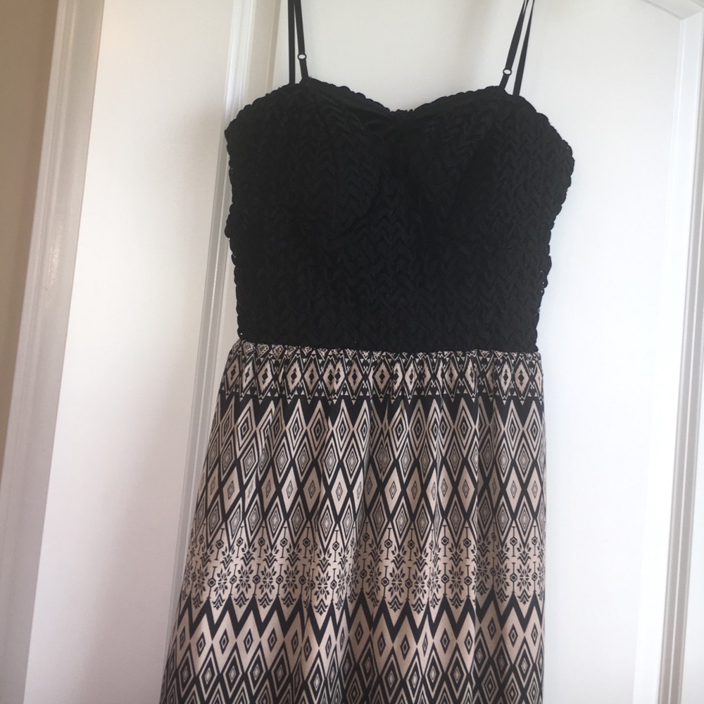 Black and Tan Maxi Dress