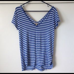 Blue and white striped short-sleeve