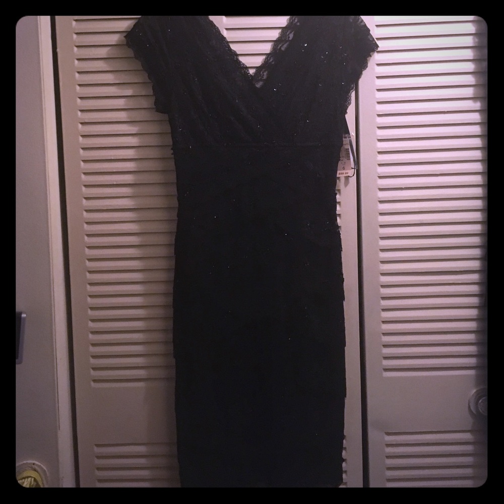 New Black Lace with beading cocktail dress