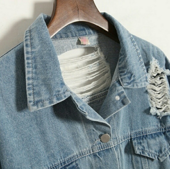 Light Blue Ripped Denim Coat - Picture 4 of 8