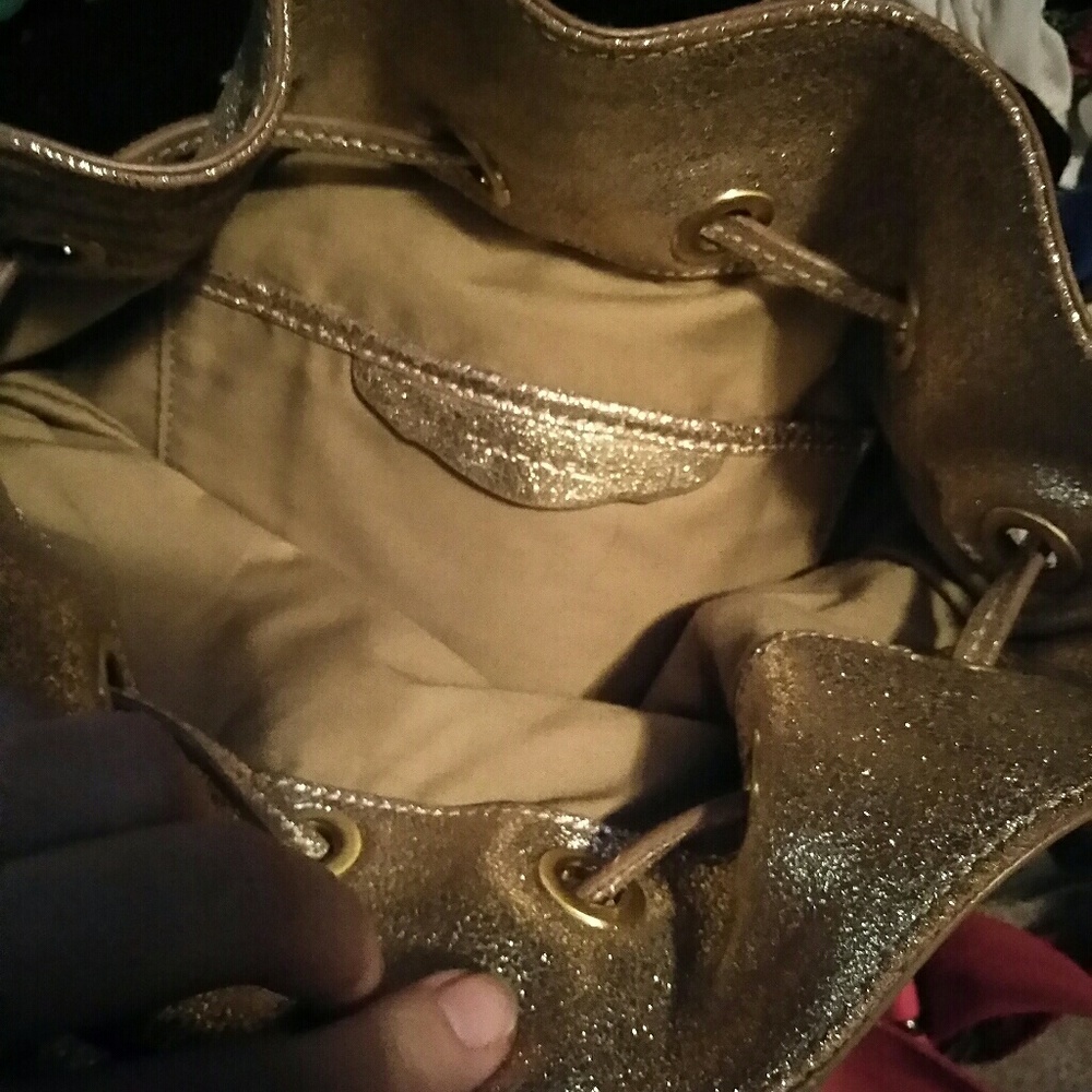 Gold genuine leather Tahari purse
