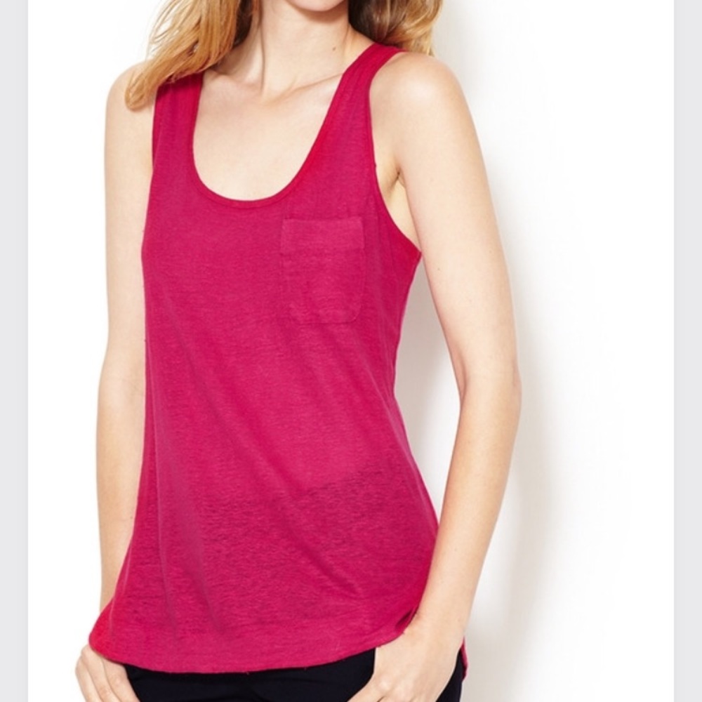 Steven Alan Betty Linen Pocket Tank in Fuchsia