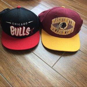 Men's snap back hats.