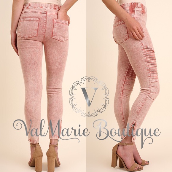 Clay Colored Stretchy Mineral Washed Moto Joggers - Picture 2 of 3