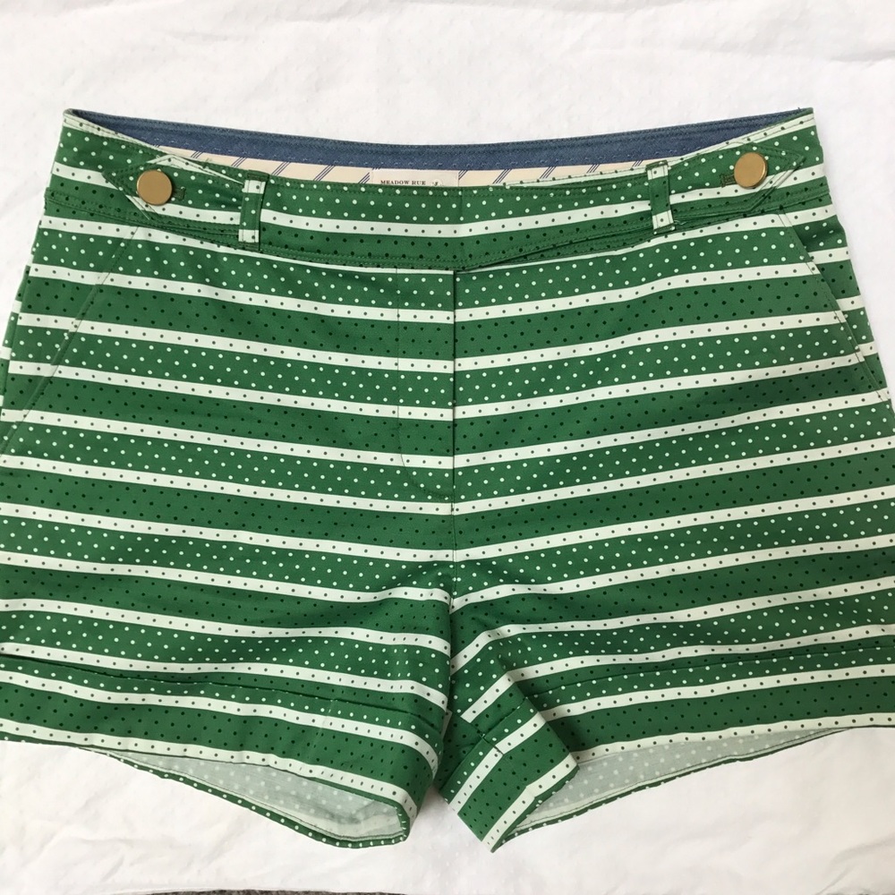 Anthropologie Shorts Green Stripe Size 6