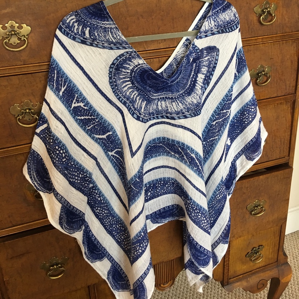 Linen gauze seashell poncho