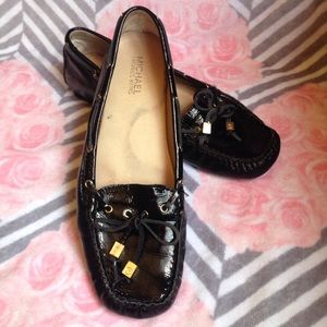 Michael Kors black patent leather moccasins