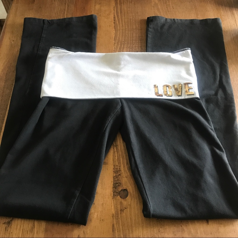 Pink Victoria's Secret Black and white yoga pants!
