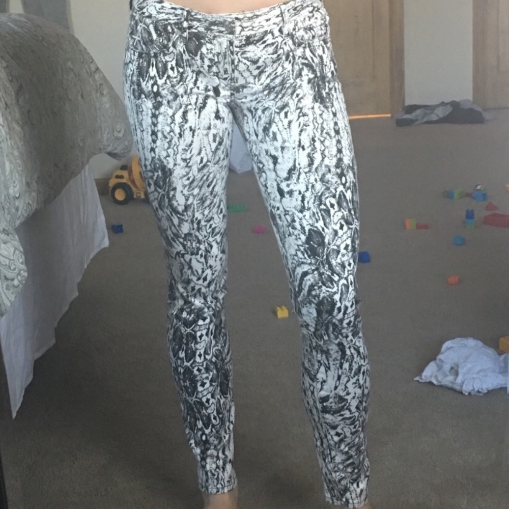 Armani exchange black and white print jeans