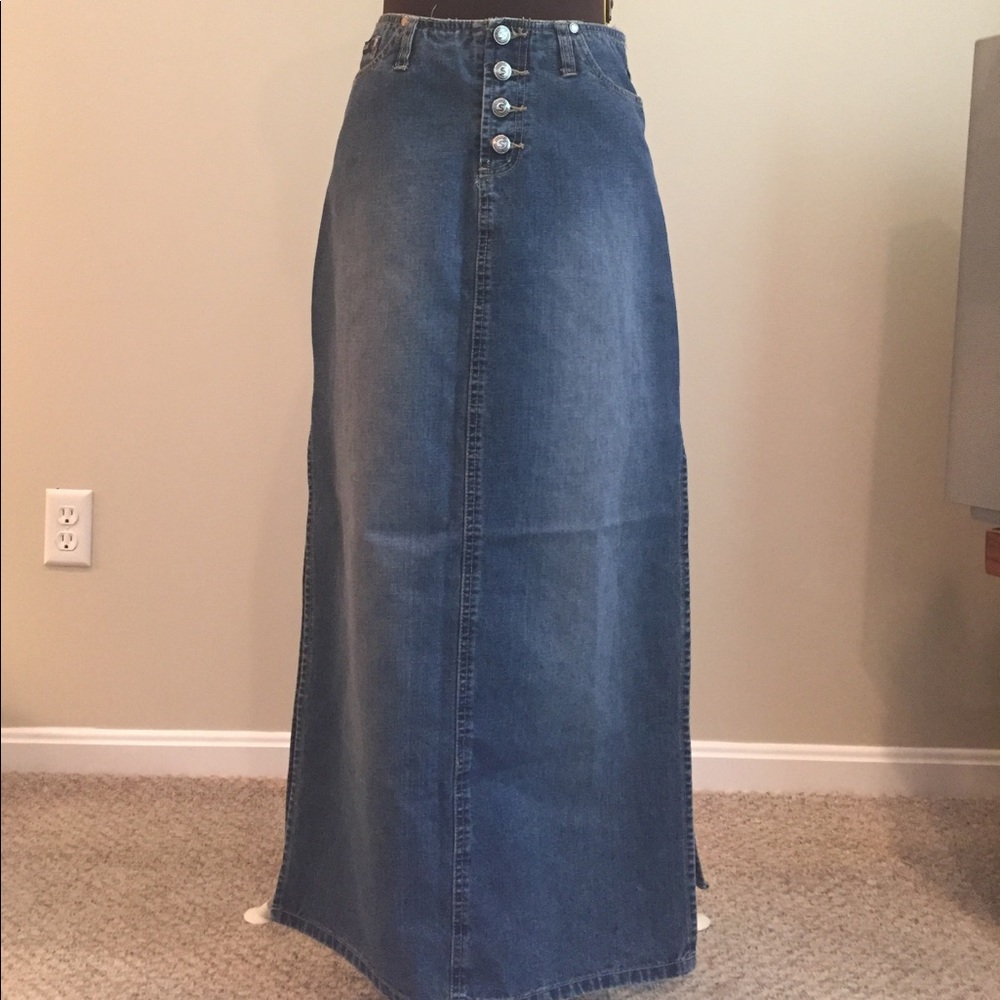 Denim Skirt with Side Splits