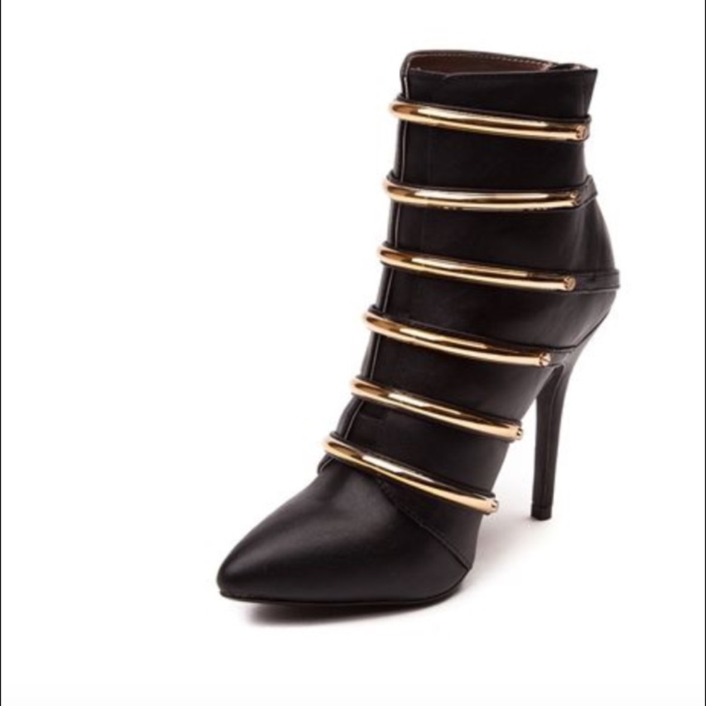 Gold Detail Stiletto Ankle Booties