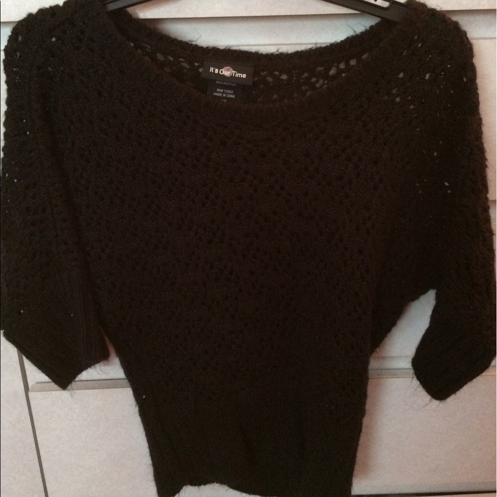 crocheted black sweater
