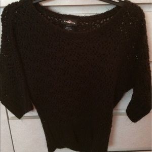 crocheted black sweater