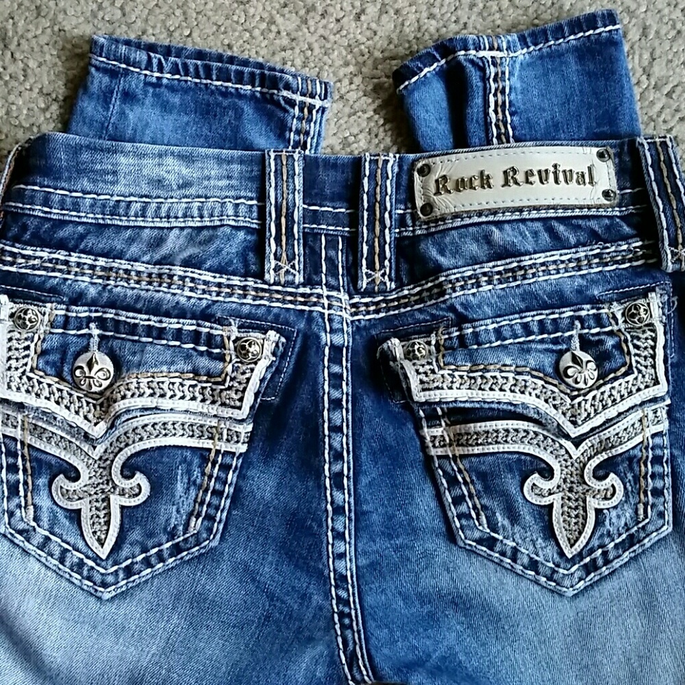 Rock Revival Distressed Kai Skinny Jeans Sz 25