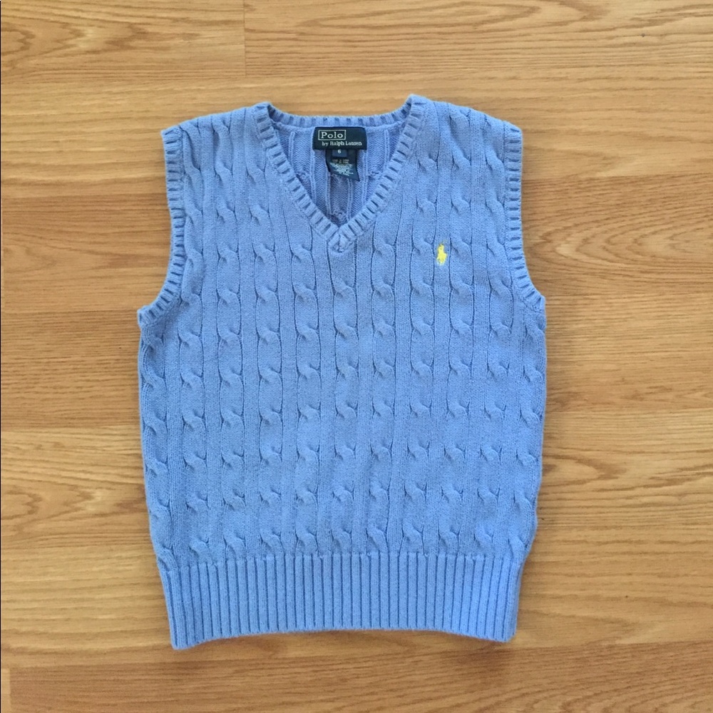 Little boys' cable knit sweater vest.