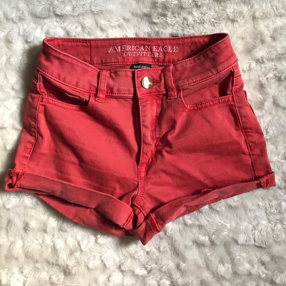 American Eagle Outfitters hi-rise shortie in coral