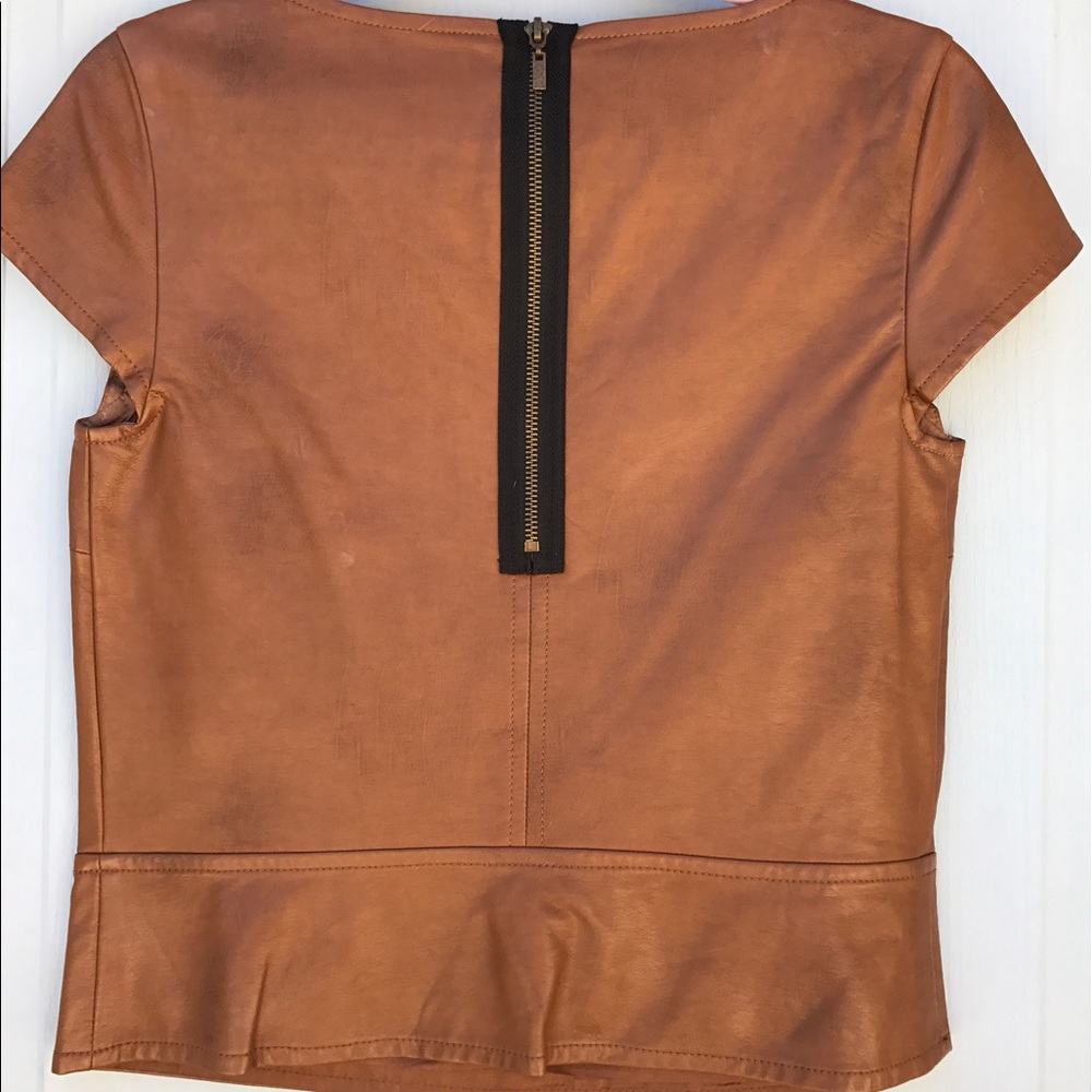 •sold••Kensie Vegan leather tan blouse - Picture 3 of 4