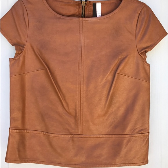 Kensie Tops - •sold••Kensie Vegan leather tan blouse