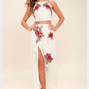 Embroidered two piece maxi