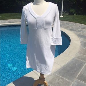 White terry cloth swim cover up