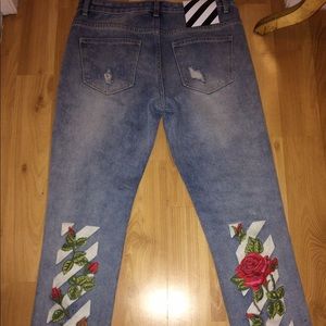 Off white distressed jeans