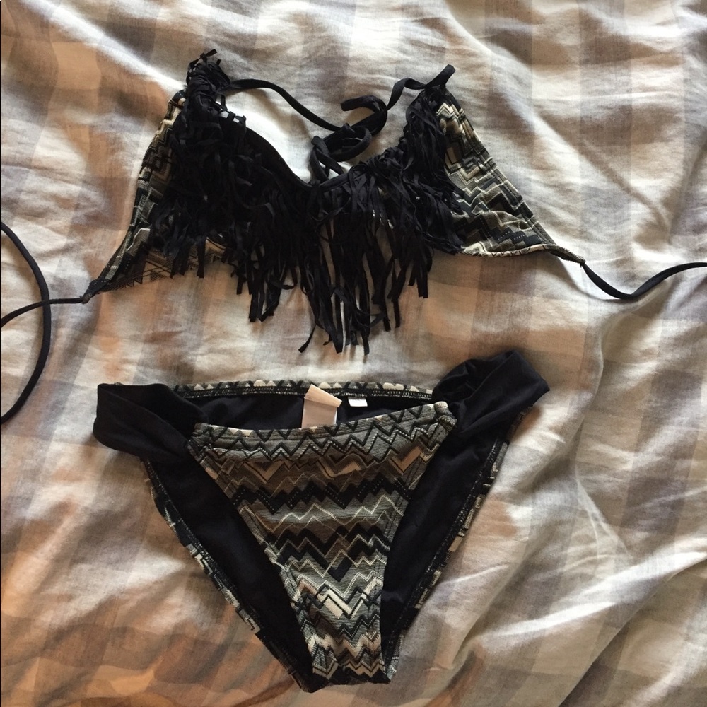 L*Space fringe bikini small bottom, medium top