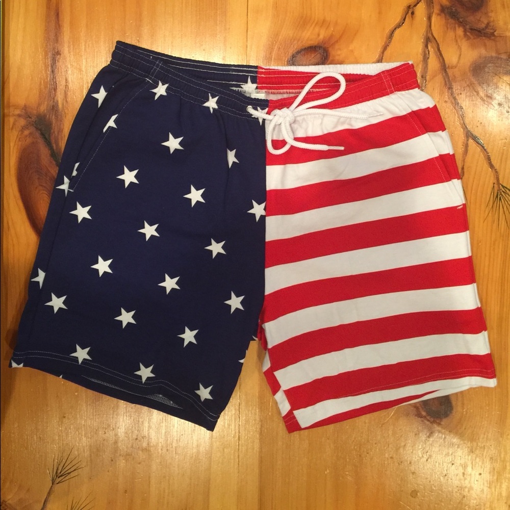 American Apparel Cotton American Flag Shorts