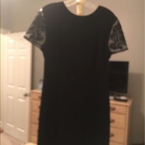 DONNA MORGAN beaded sleeves black cocktail dress