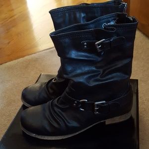 CARLOS Black Biker Boots - Size 8 M