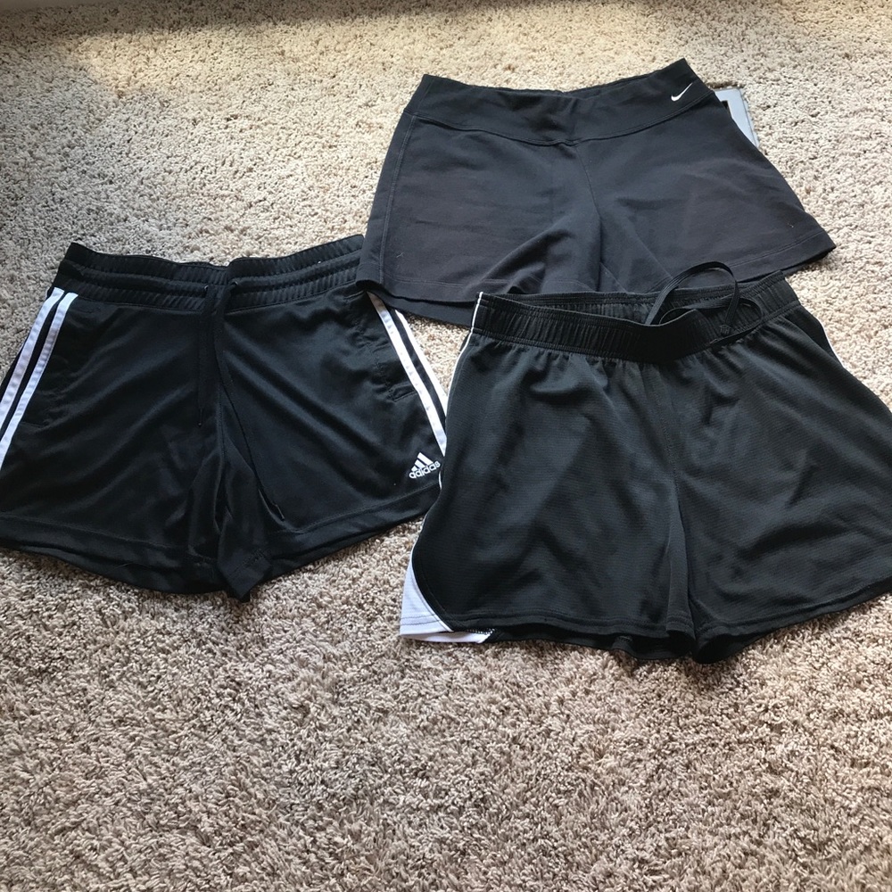 3 pairs of medium black athletic shorts