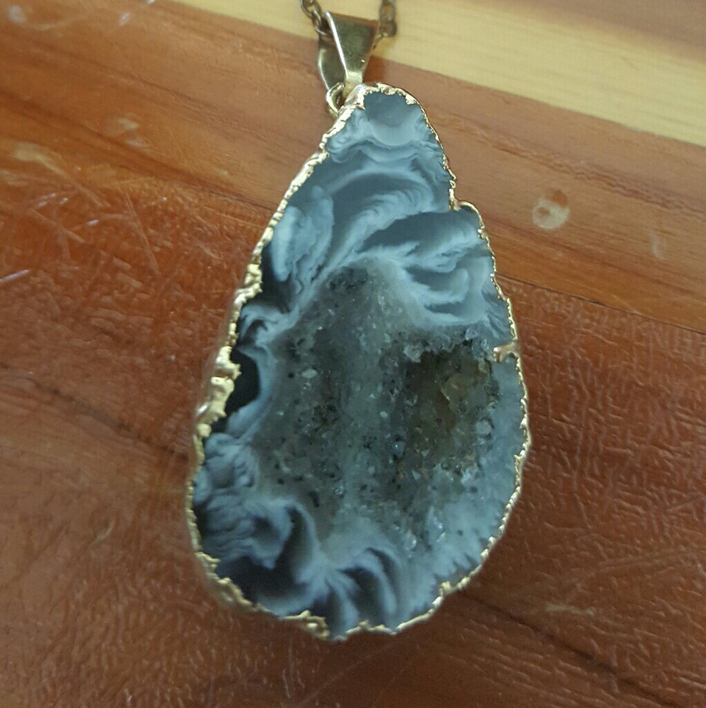 Natural Crystal Necklace with Gold Embellishments