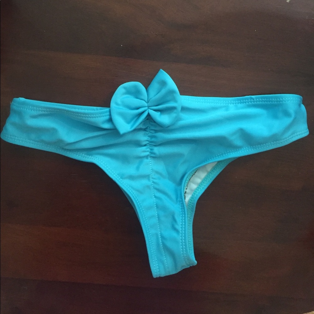 Blue Brazilian bikini bottoms