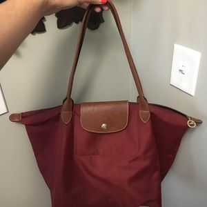 Burgundy Large Longchamp Tote