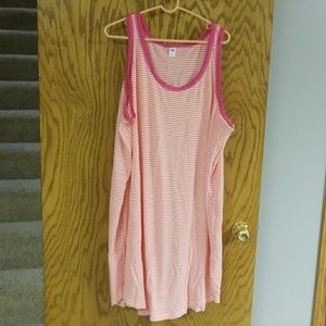 Coral and white sleep dress