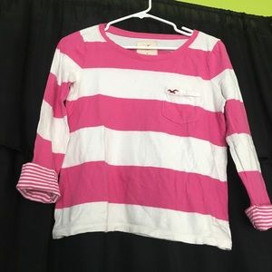 Pink and white striped Hollister shirt