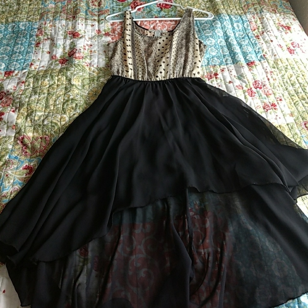 Beige and black dree