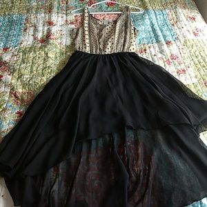 Beige and black dree