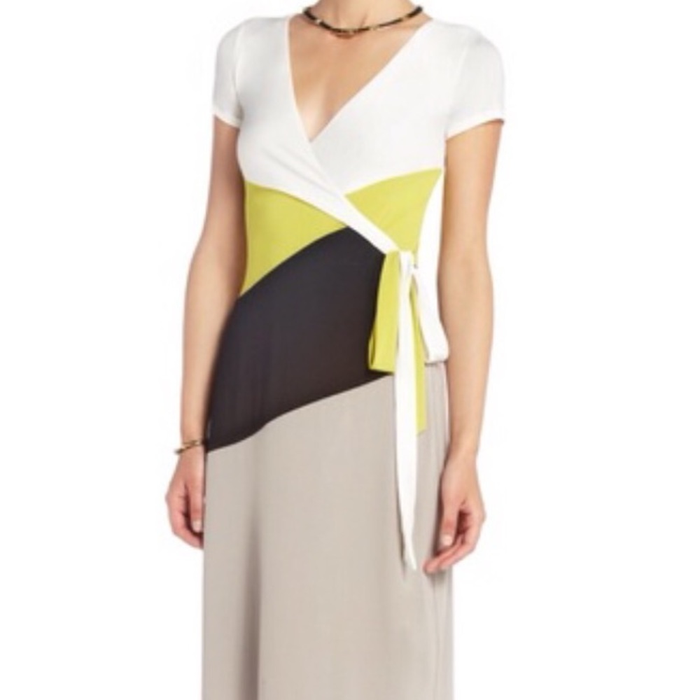 BCBG color block wrap dress