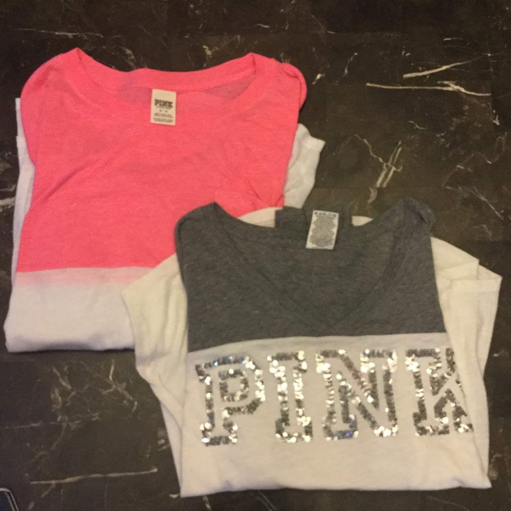 2 PINK long sleeve shirts