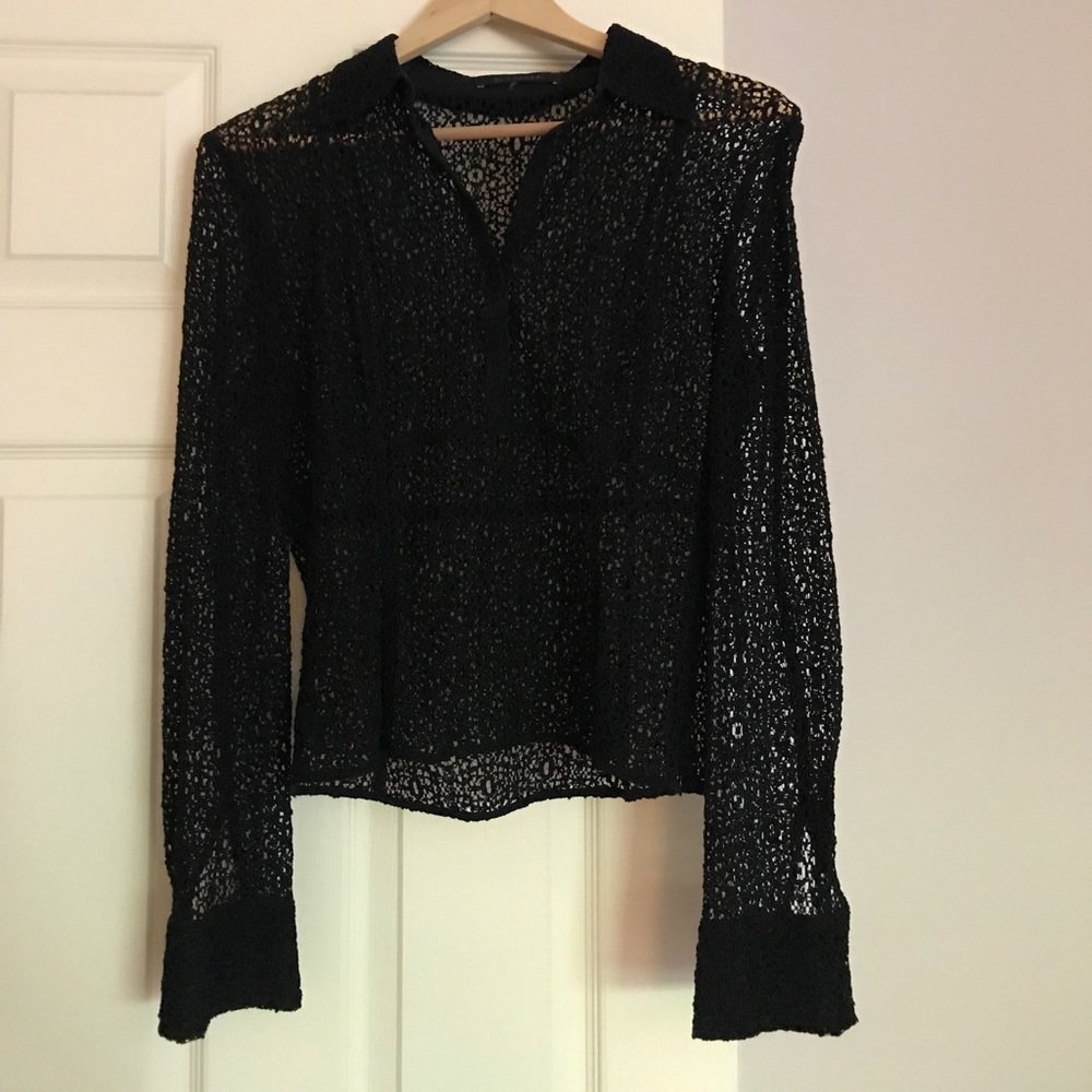 worn twice black lace top Tahari