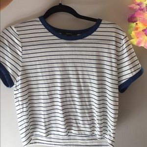 Blue Striped Crop Top