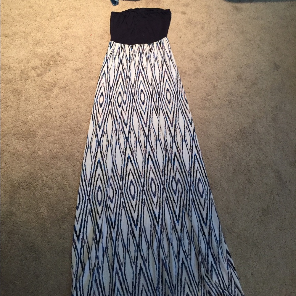 Navy open back maxi dress