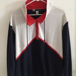 Retro thin over throw sweatshirt; very 80s old man