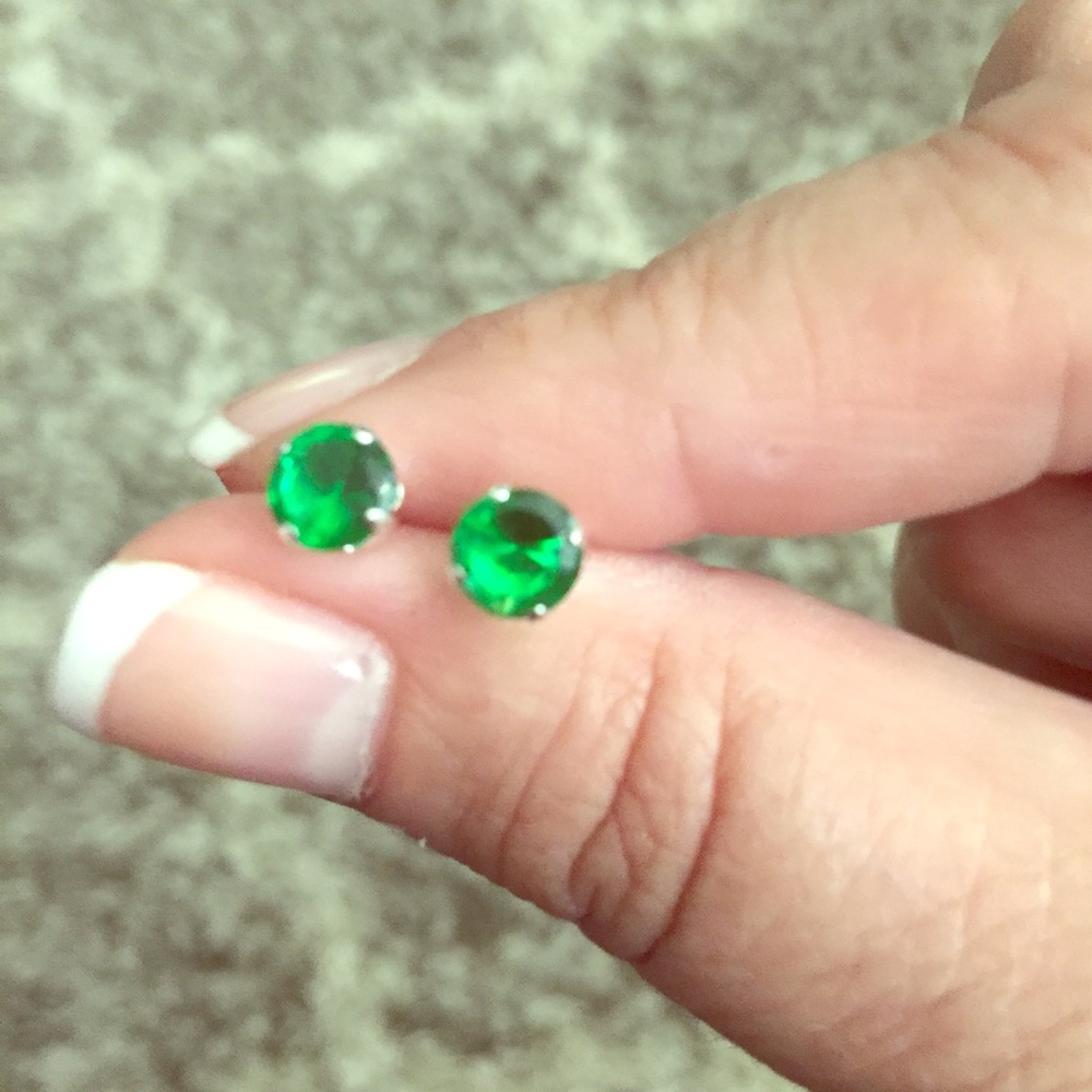 Sterling Silver Emerald Earrings